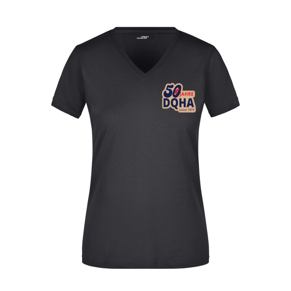 50 Jahre Brustdruck - Ladies' Slim Fit V-T Miniaturansicht