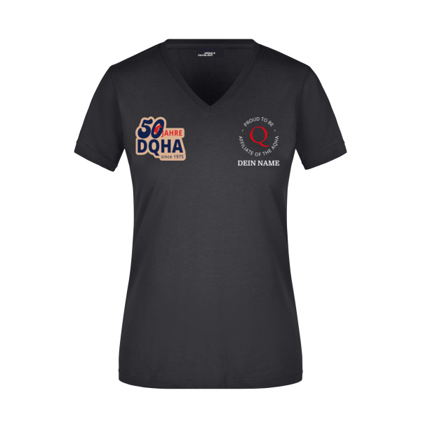 50 Jahre DQHA Multidruck - Ladies' Slim Fit V-T Miniaturansicht
